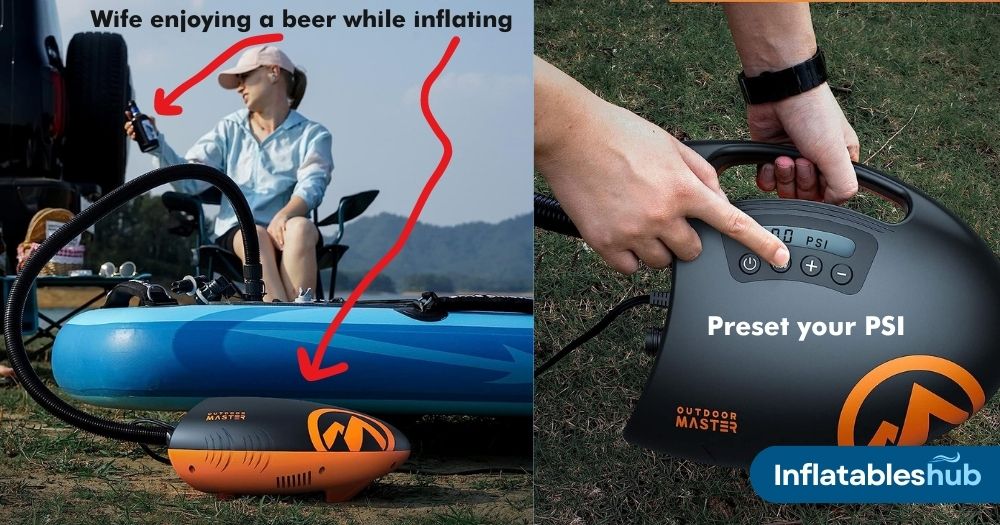 The OutdoorMaster 20PSI High Pressure SUP Air Pump is The Best Electric Pump for Inflatable Kayaks